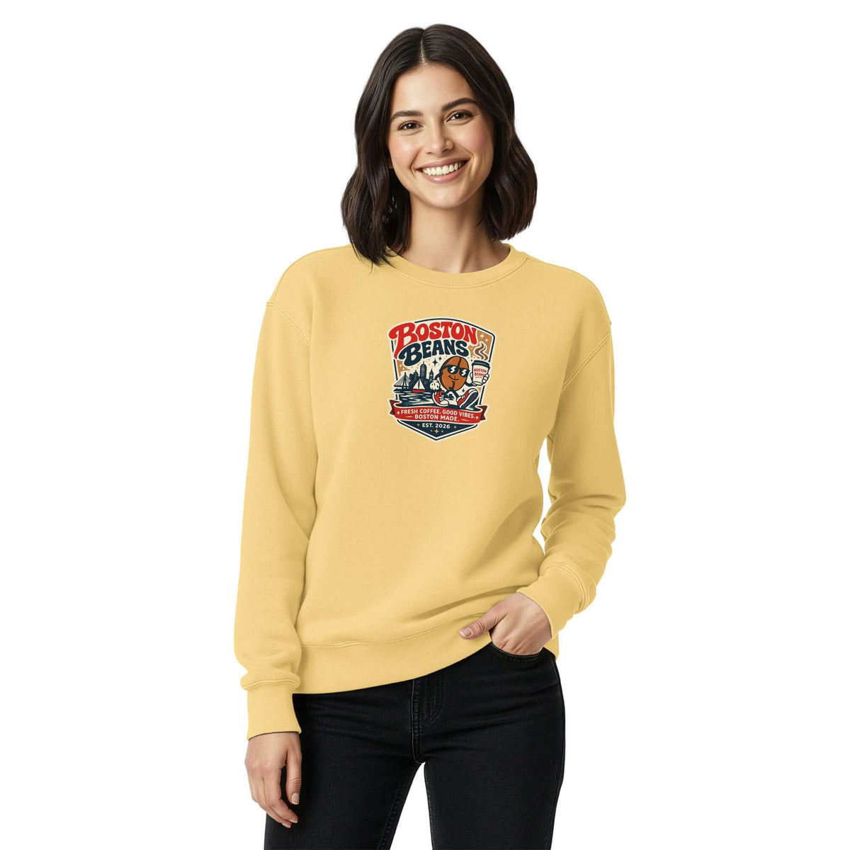 Unisex Garment-Dyed Sweatshirt with relaxed fit and soft vintage-inspired fabric for casual streetwear fashion