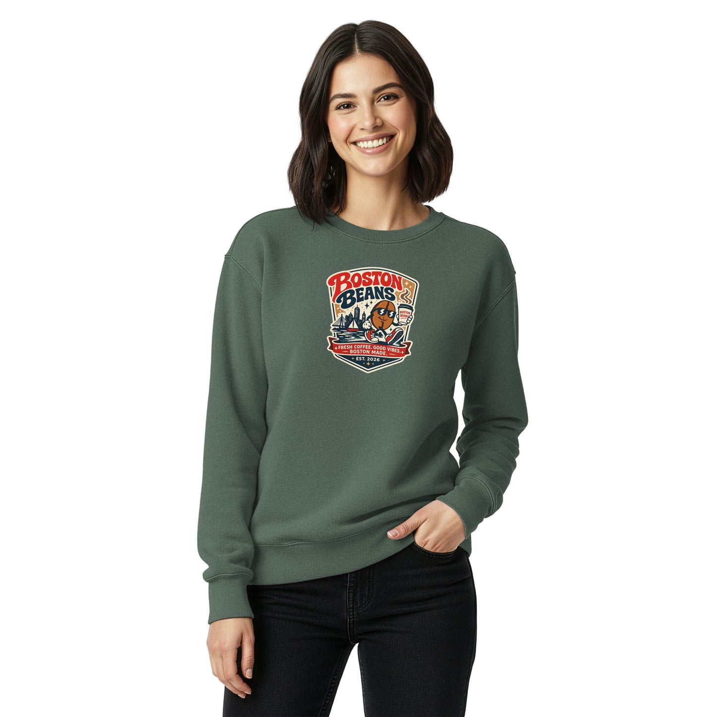 Unisex Garment-Dyed Sweatshirt with relaxed fit and soft vintage-inspired fabric for casual streetwear fashion