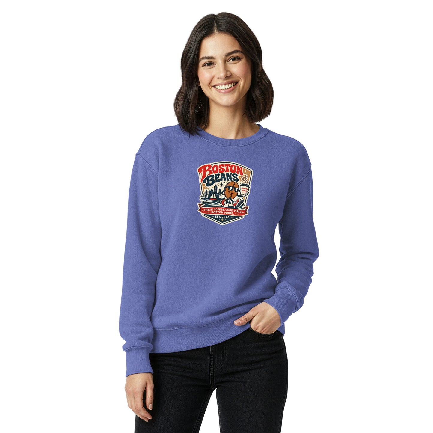  Unisex Garment-Dyed Sweatshirt with relaxed fit and soft vintage-inspired fabric for casual streetwear fashion