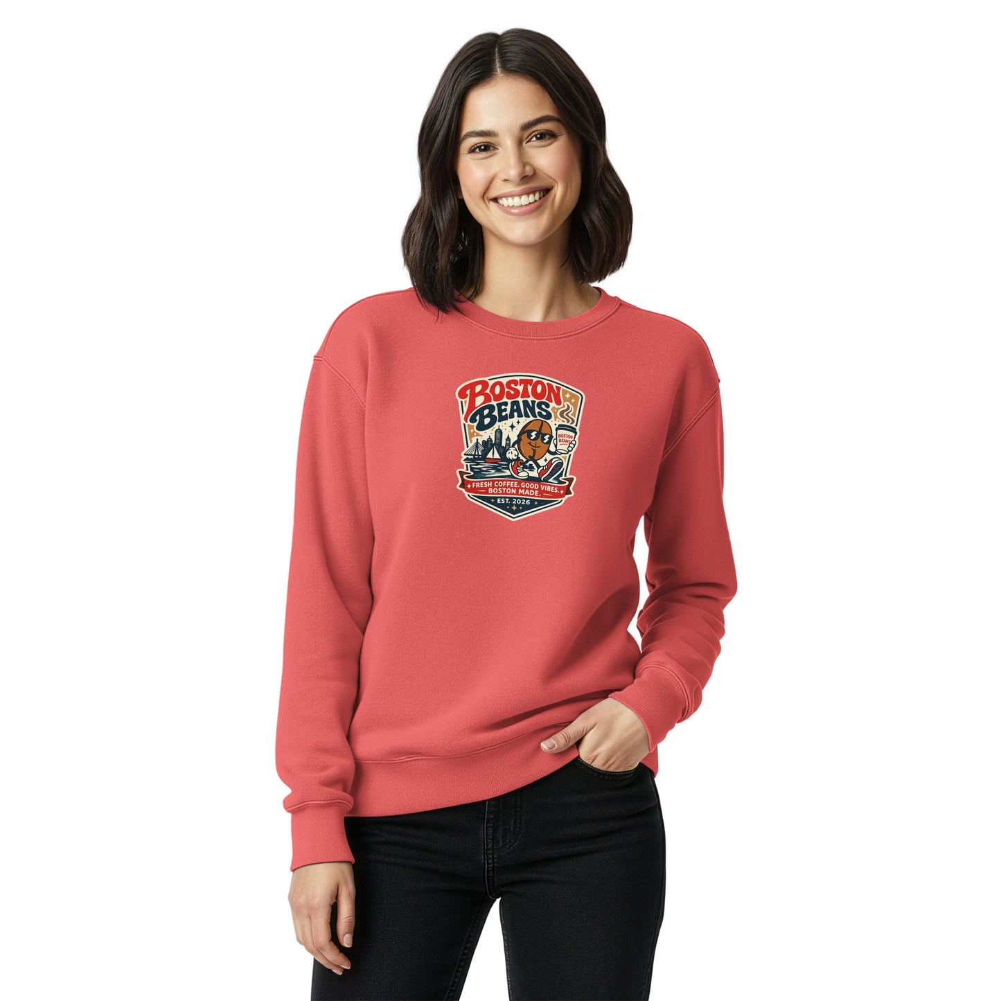   Unisex Garment-Dyed Sweatshirt with relaxed fit and soft vintage-inspired fabric for casual streetwear fashion